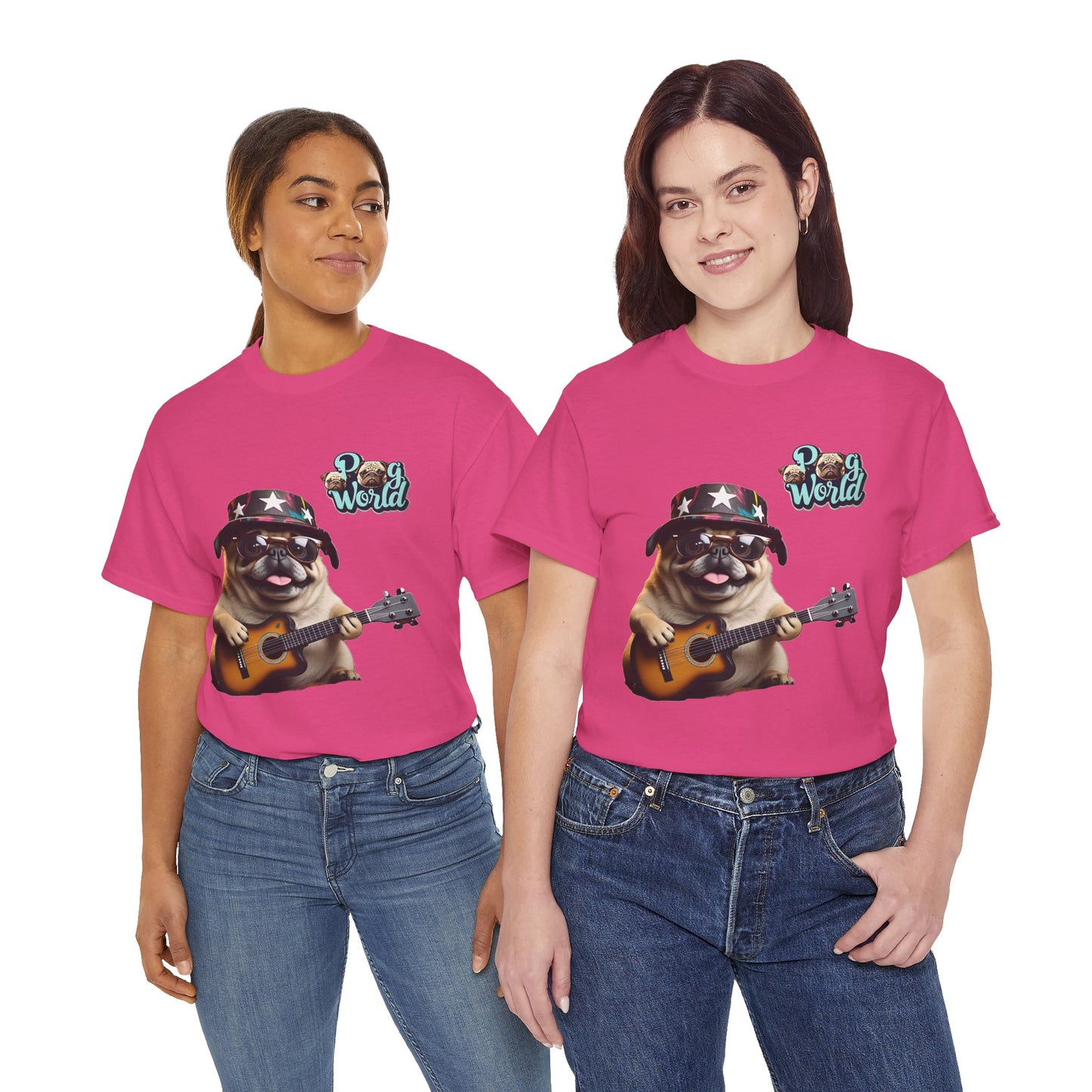 PUG WORLD GUITAR SINGER Unisex Heavy Cotton Tee