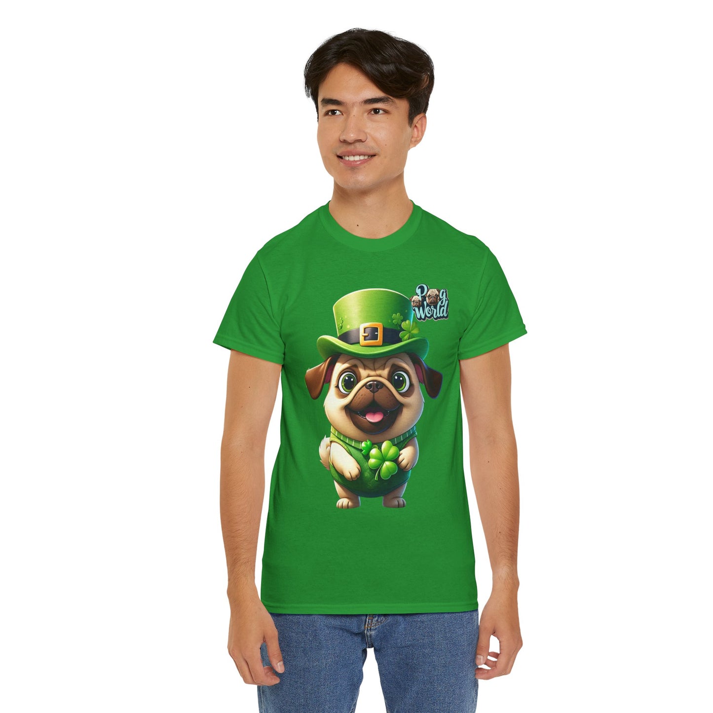 Lucky Pug Unisex Heavy Cotton Tee - St. Patrick's Day Shirt