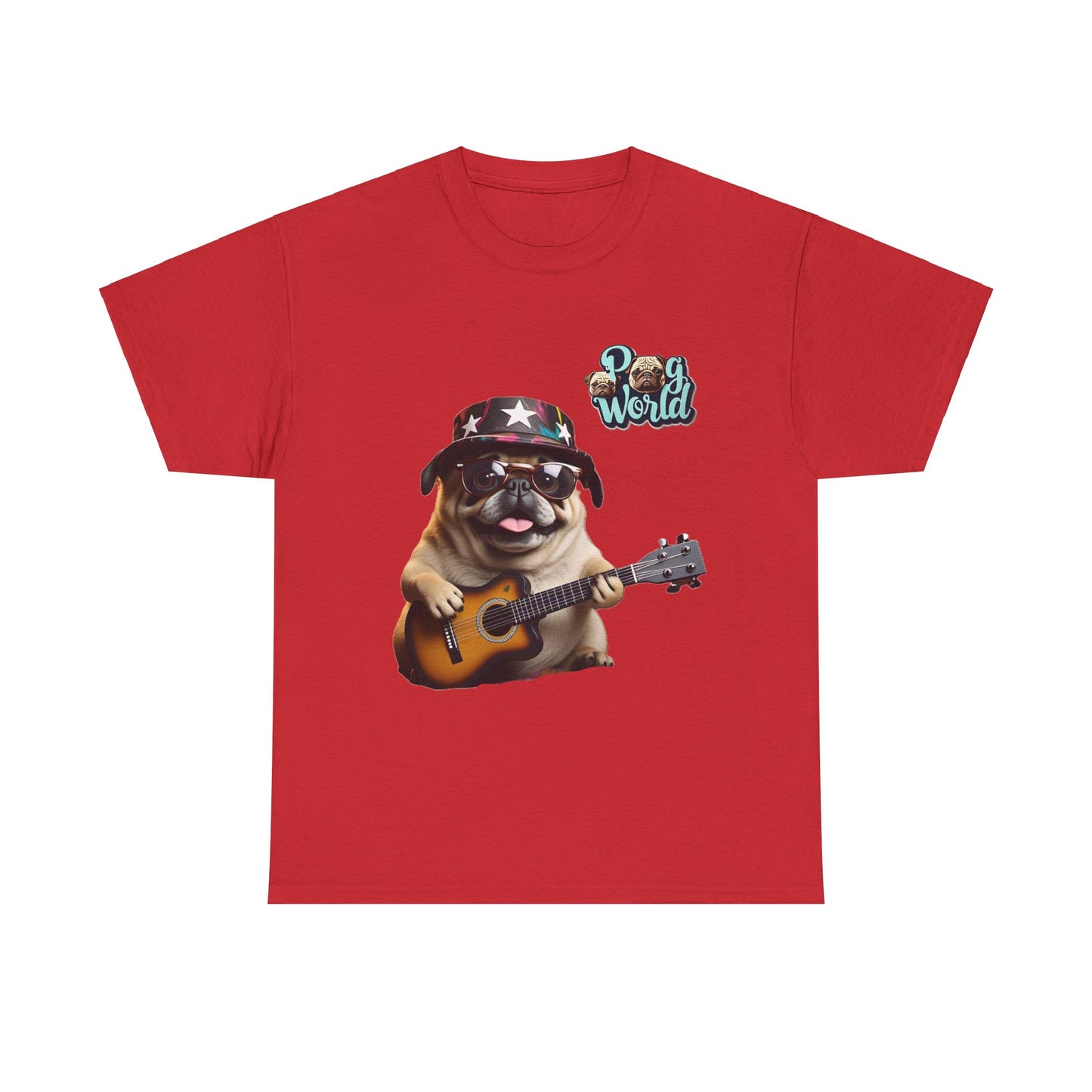 PUG WORLD GUITAR SINGER Unisex Heavy Cotton Tee