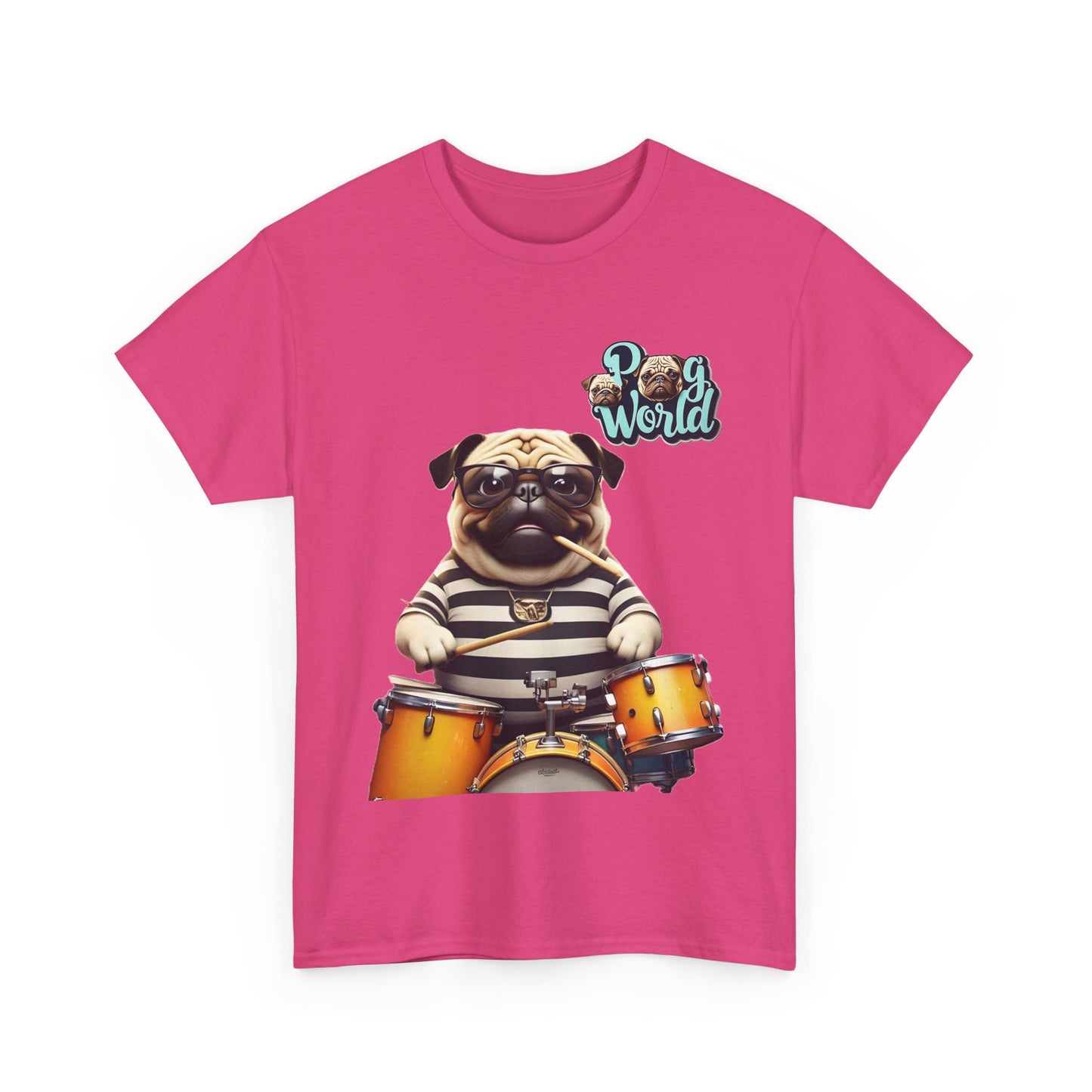 PUG WORDL DRUMMER Unisex Heavy Cotton Tee