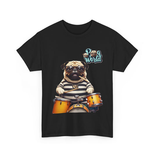 PUG WORDL DRUMMER Unisex Heavy Cotton Tee