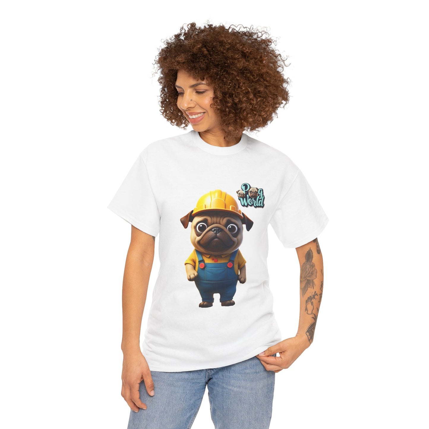 PUG WORDL CONTRUCTION Unisex Heavy Cotton Tee