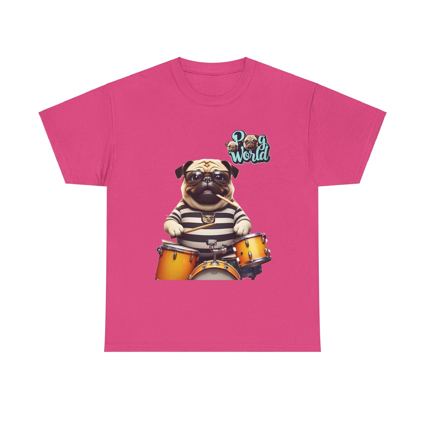 PUG WORDL DRUMMER Unisex Heavy Cotton Tee