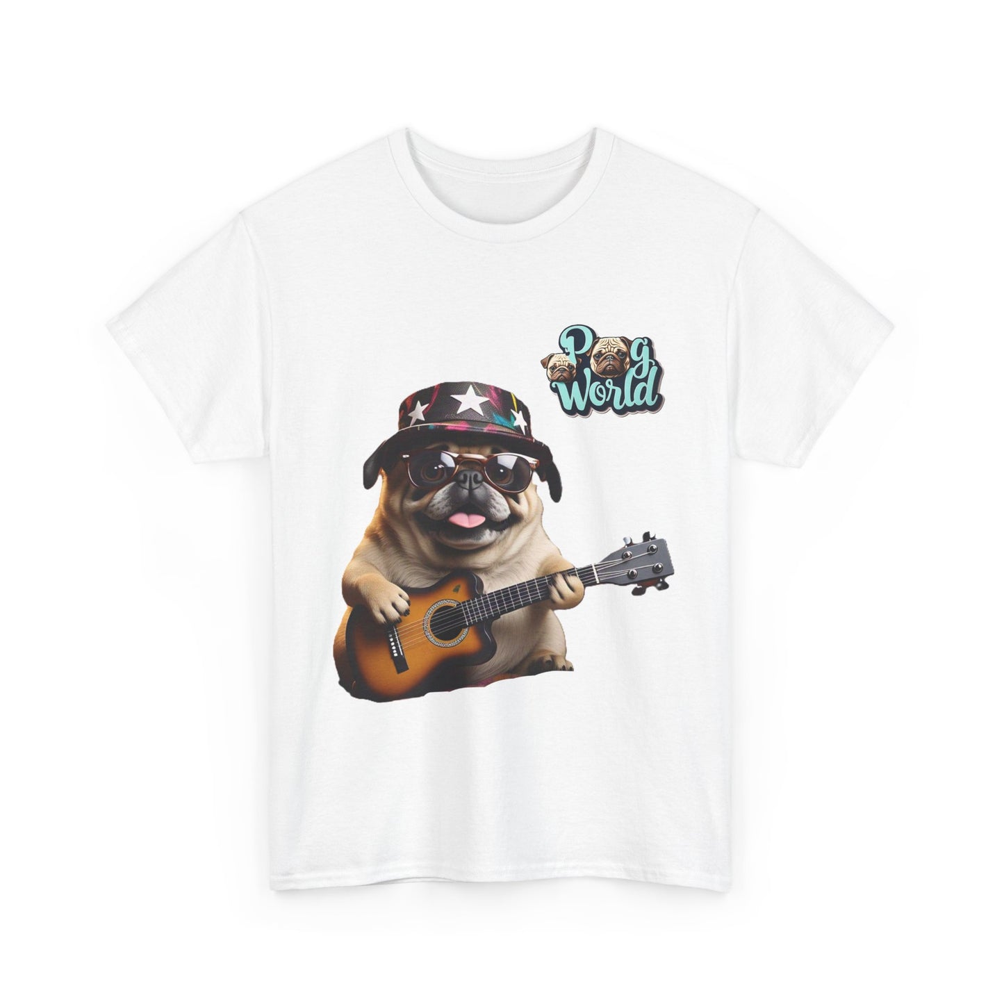 PUG WORLD GUITAR SINGER Unisex Heavy Cotton Tee