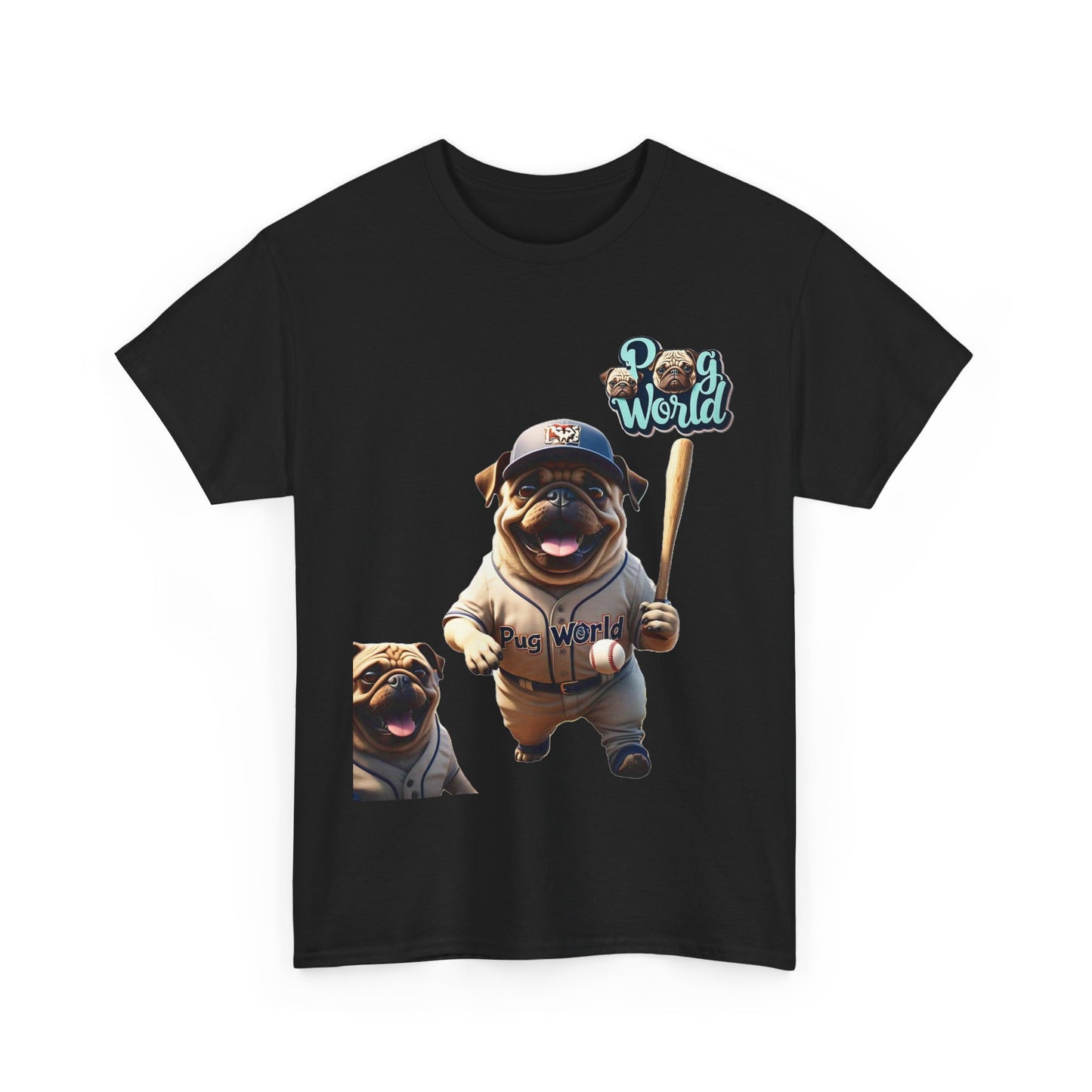 PUG WORLD BASEBALL Unisex Heavy Cotton Tee