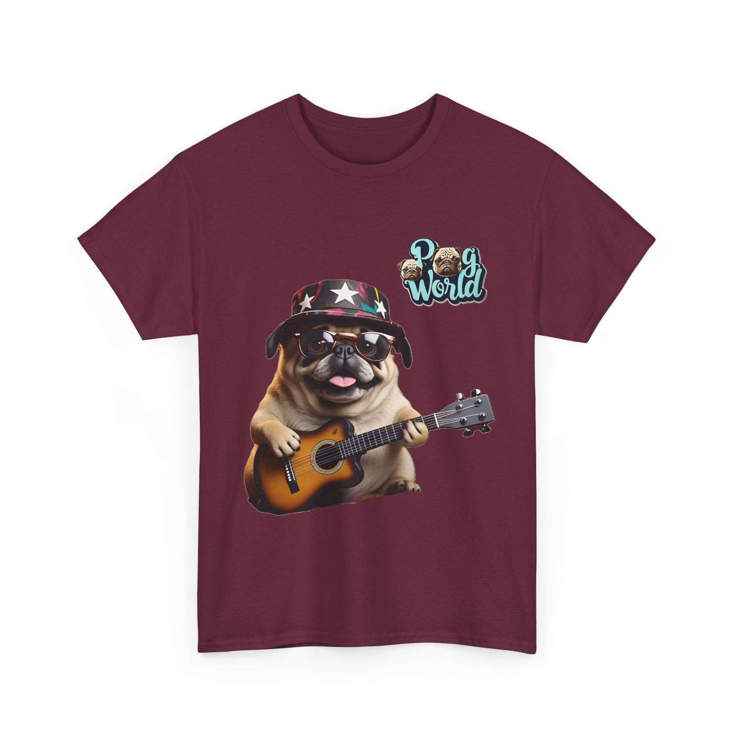 PUG WORLD GUITAR SINGER Unisex Heavy Cotton Tee