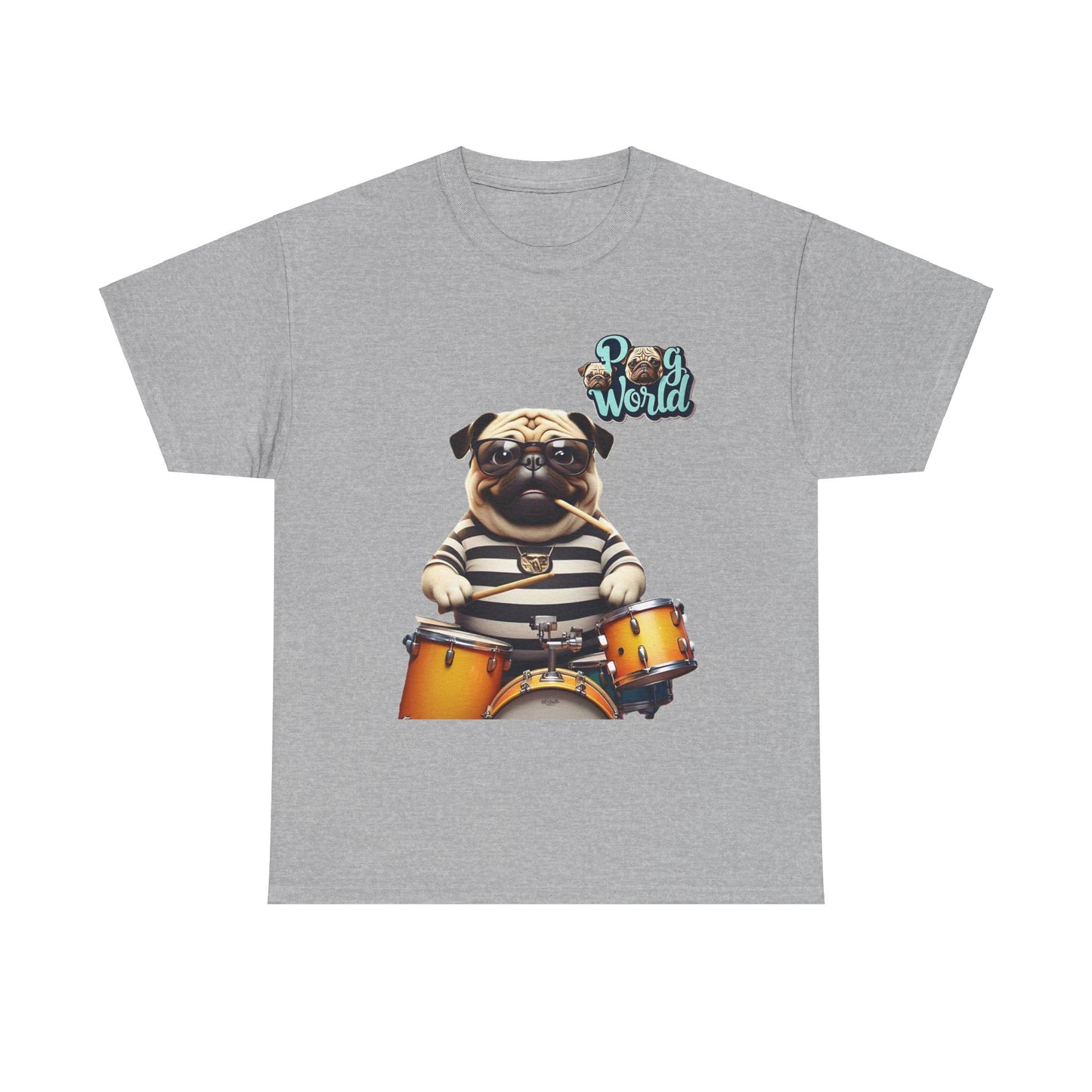 PUG WORDL DRUMMER Unisex Heavy Cotton Tee