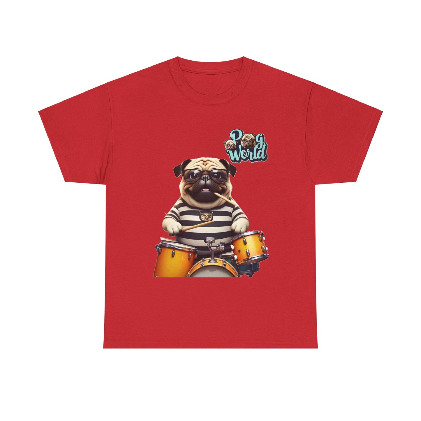 PUG WORDL DRUMMER Unisex Heavy Cotton Tee