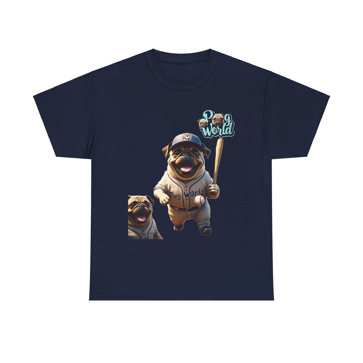 PUG WORLD BASEBALL Unisex Heavy Cotton Tee