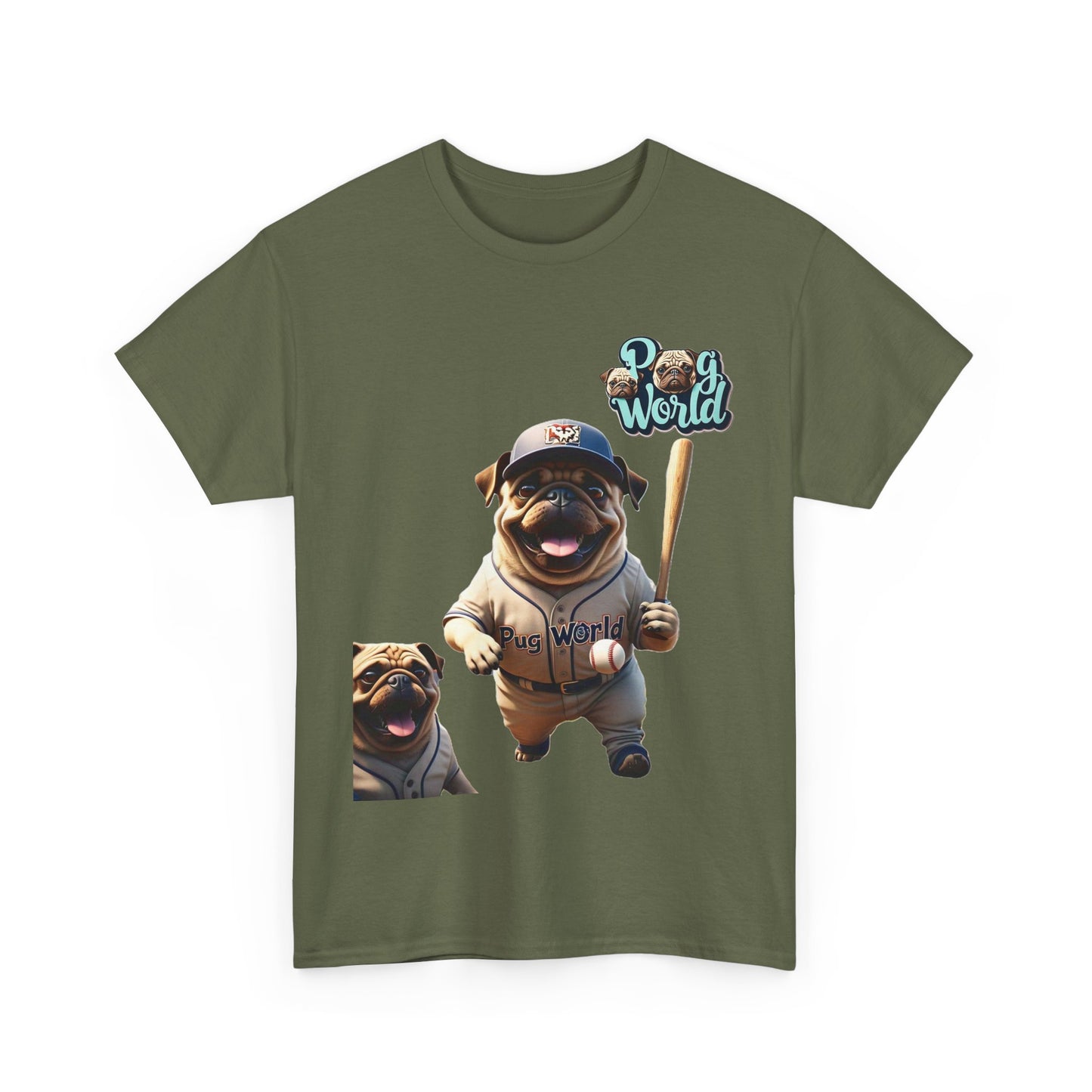 PUG WORLD BASEBALL Unisex Heavy Cotton Tee