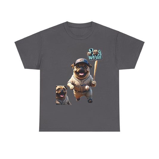 PUG WORLD BASEBALL Unisex Heavy Cotton Tee