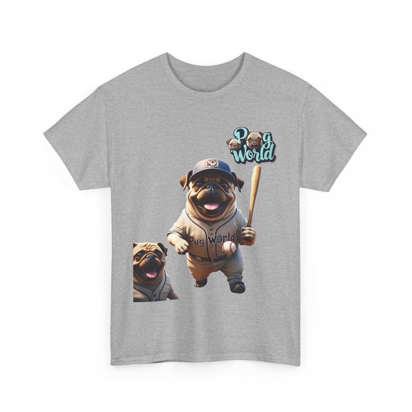 PUG WORLD BASEBALL Unisex Heavy Cotton Tee