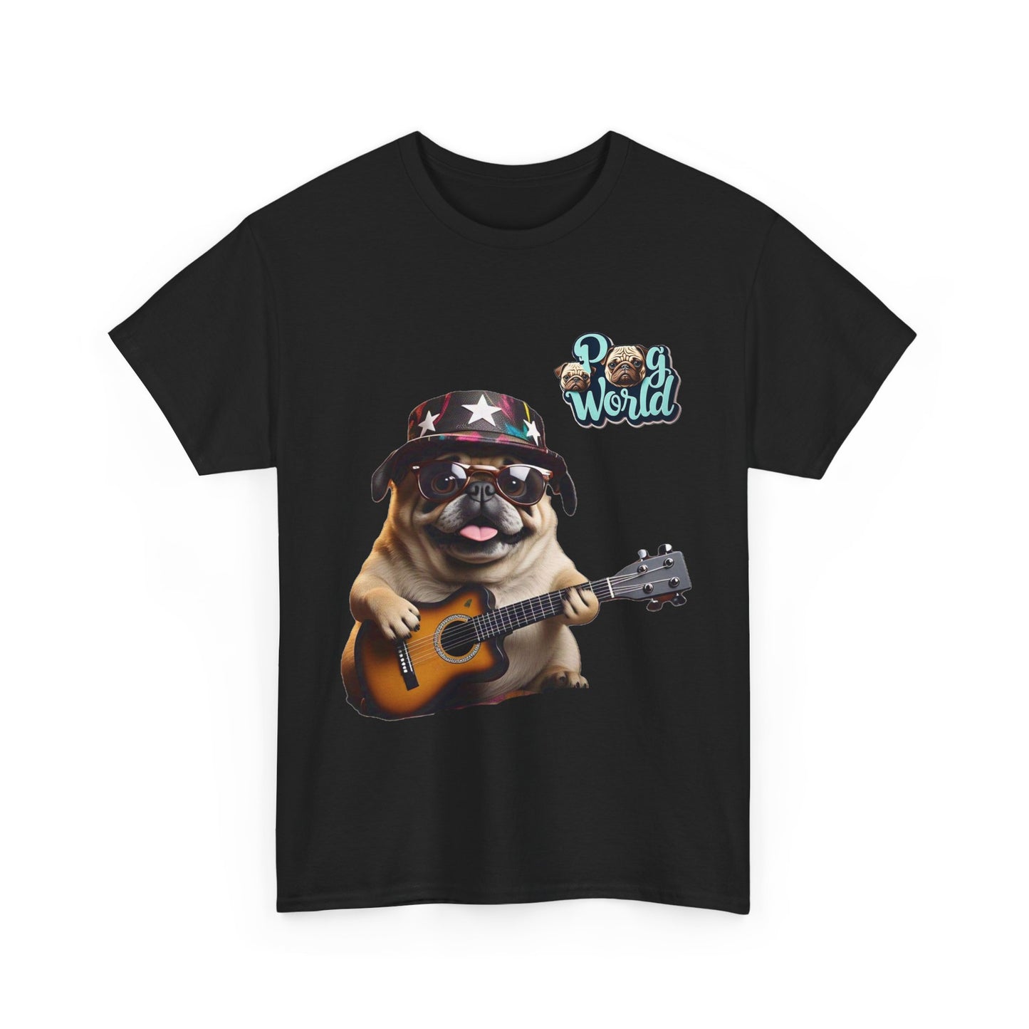 PUG WORLD GUITAR SINGER Unisex Heavy Cotton Tee