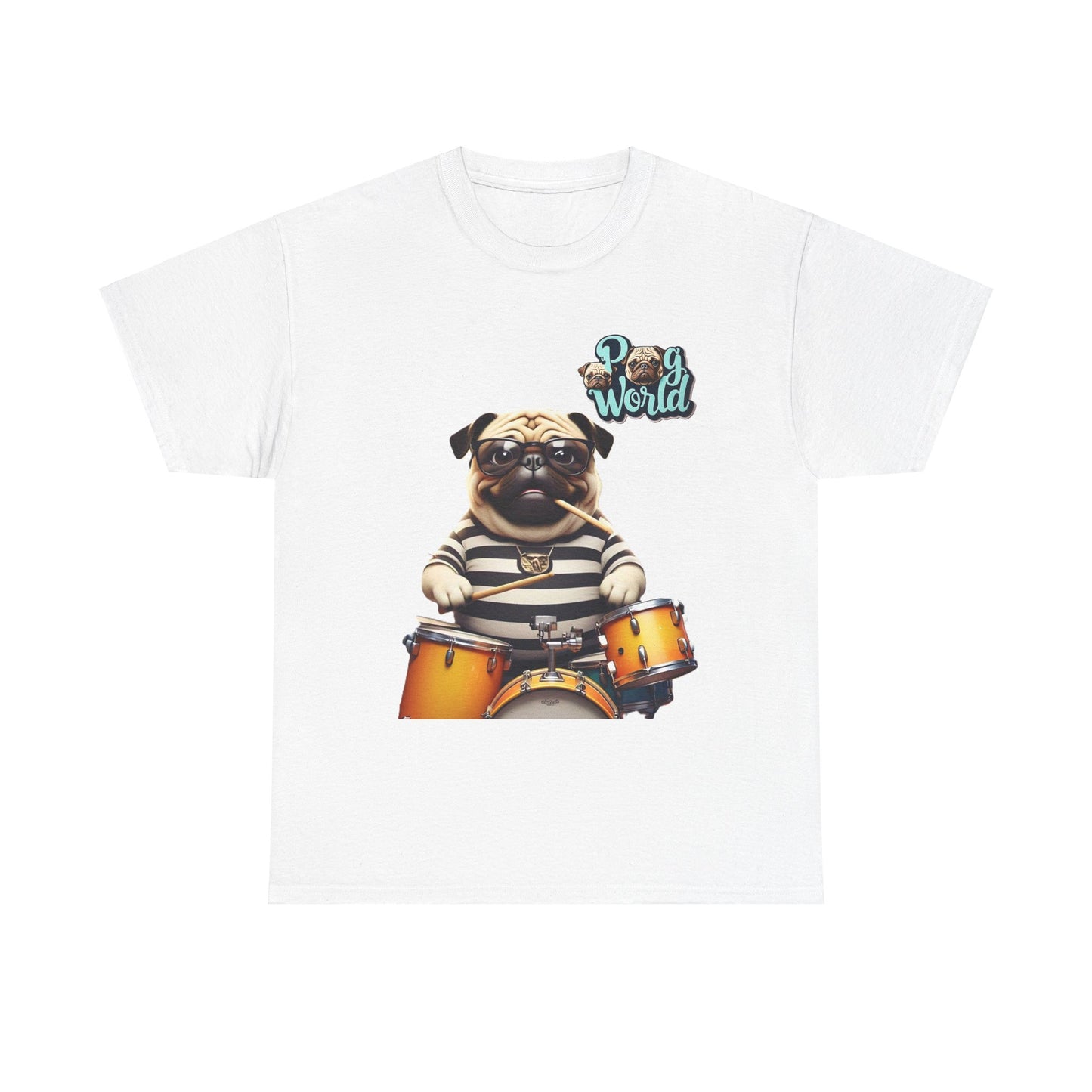 PUG WORDL DRUMMER Unisex Heavy Cotton Tee