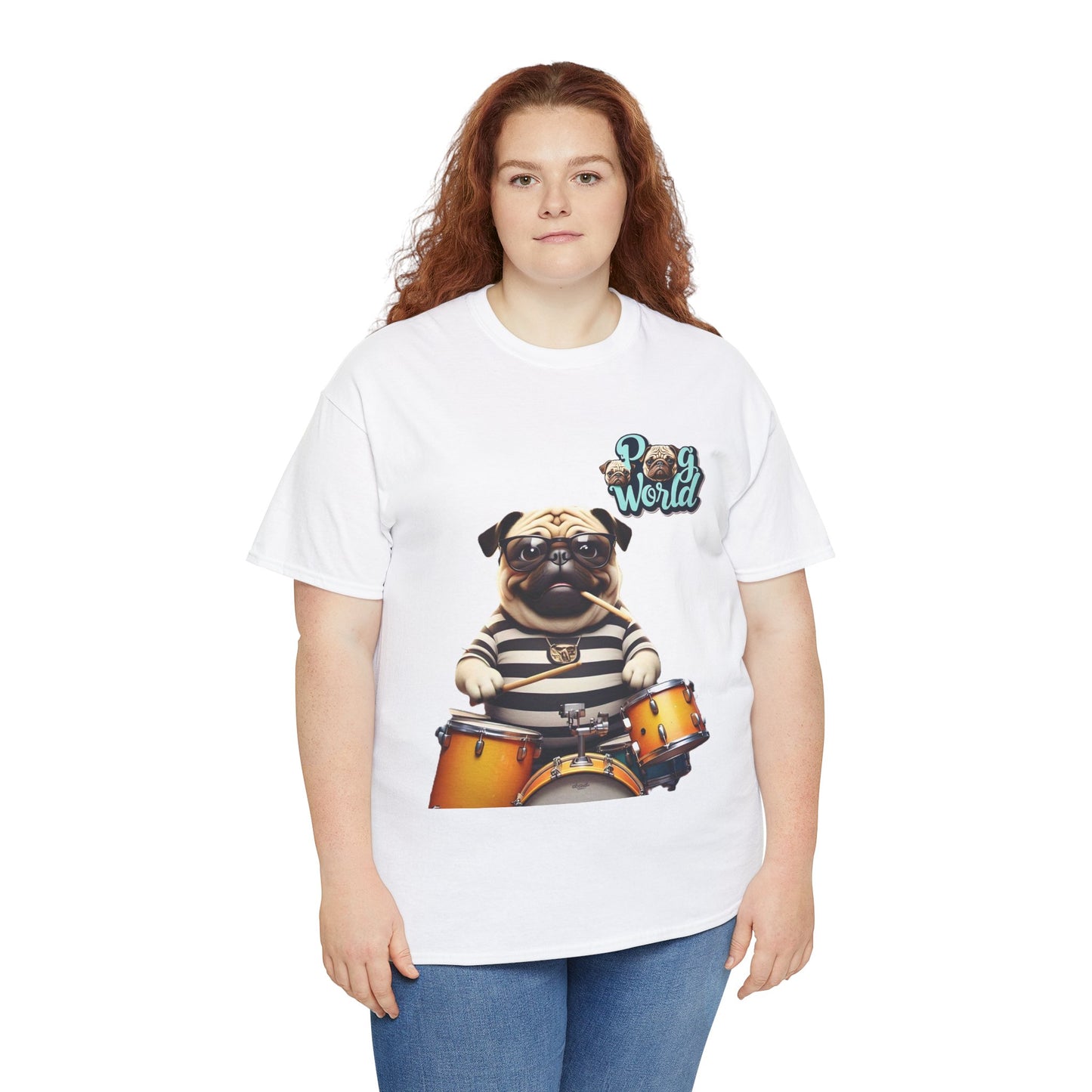 PUG WORDL DRUMMER Unisex Heavy Cotton Tee