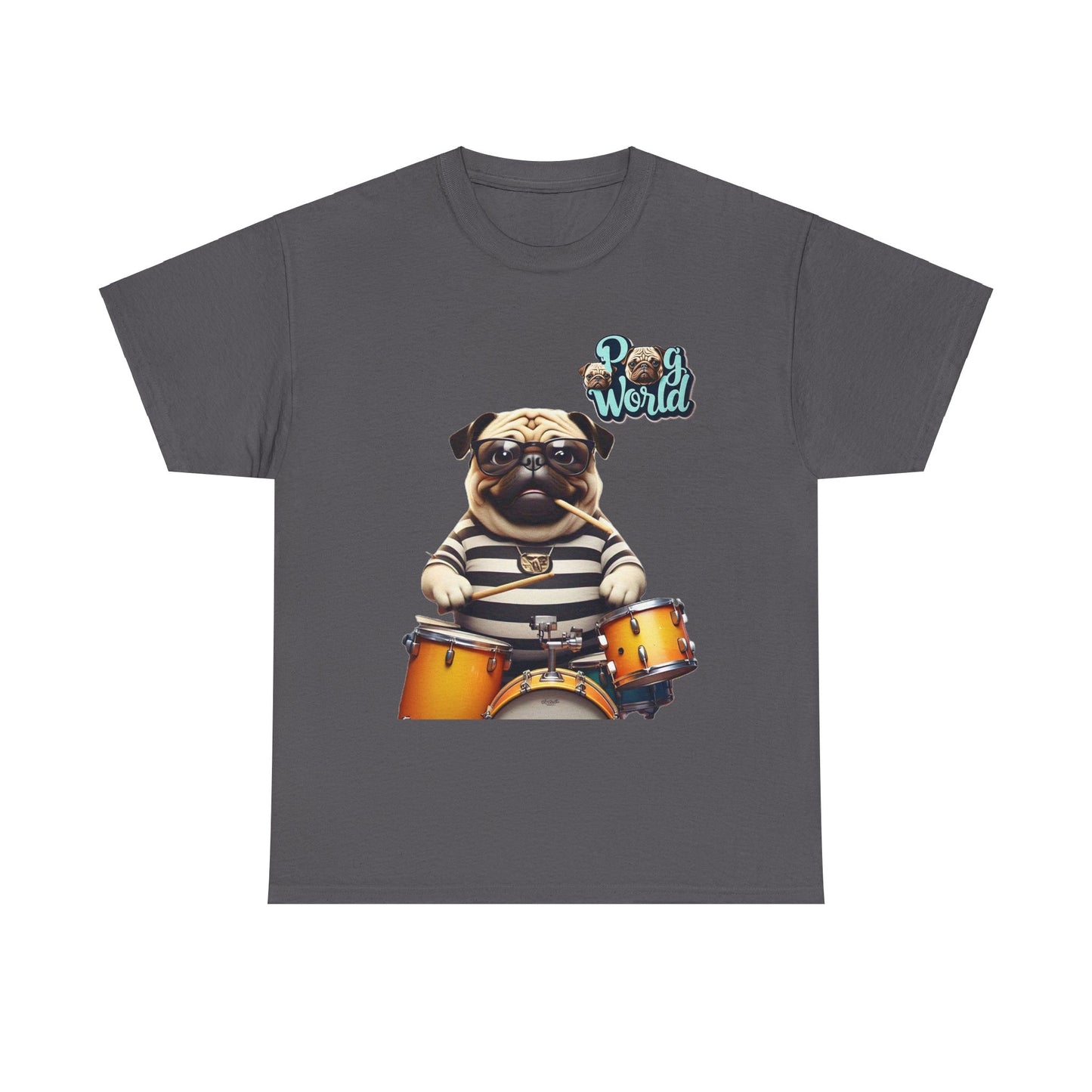 PUG WORDL DRUMMER Unisex Heavy Cotton Tee