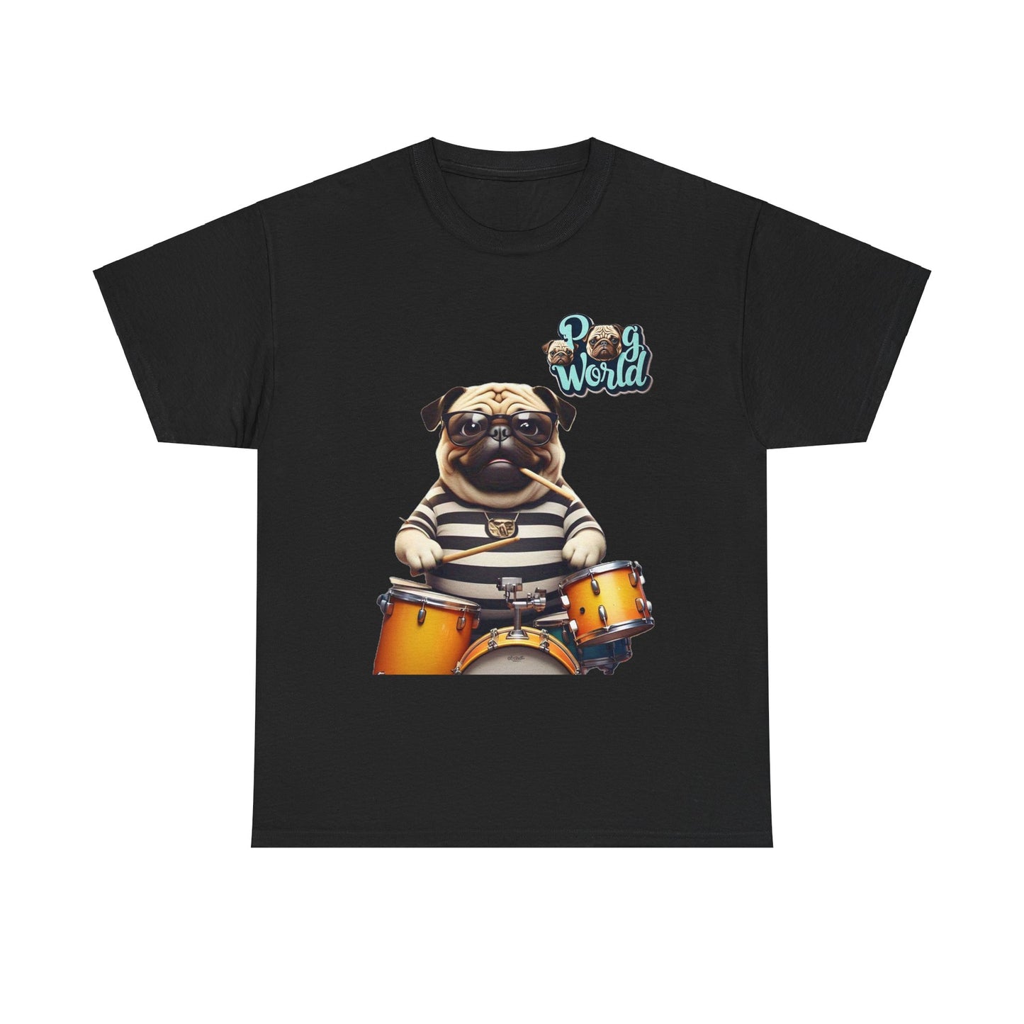 PUG WORDL DRUMMER Unisex Heavy Cotton Tee