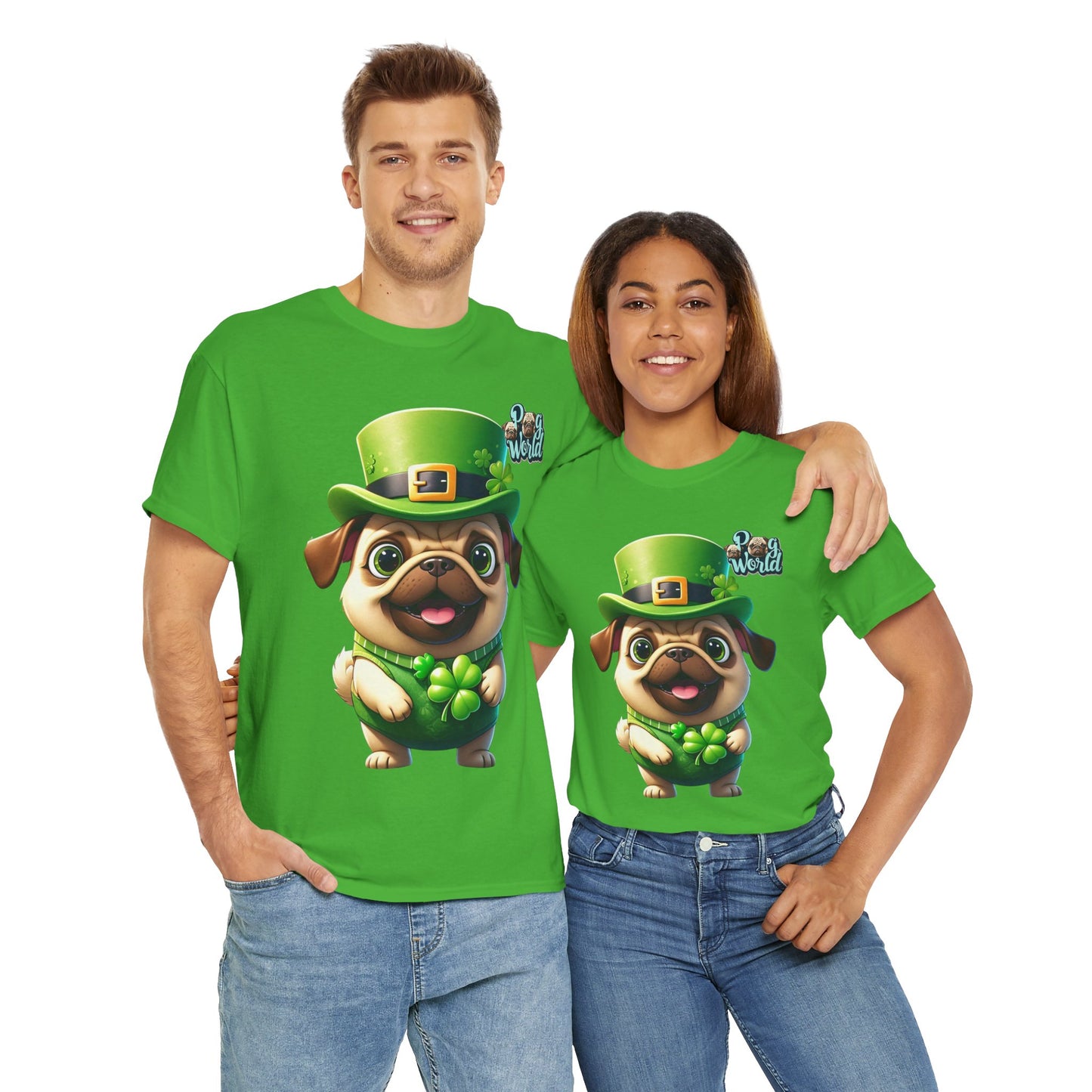 Lucky Pug Unisex Heavy Cotton Tee - St. Patrick's Day Shirt