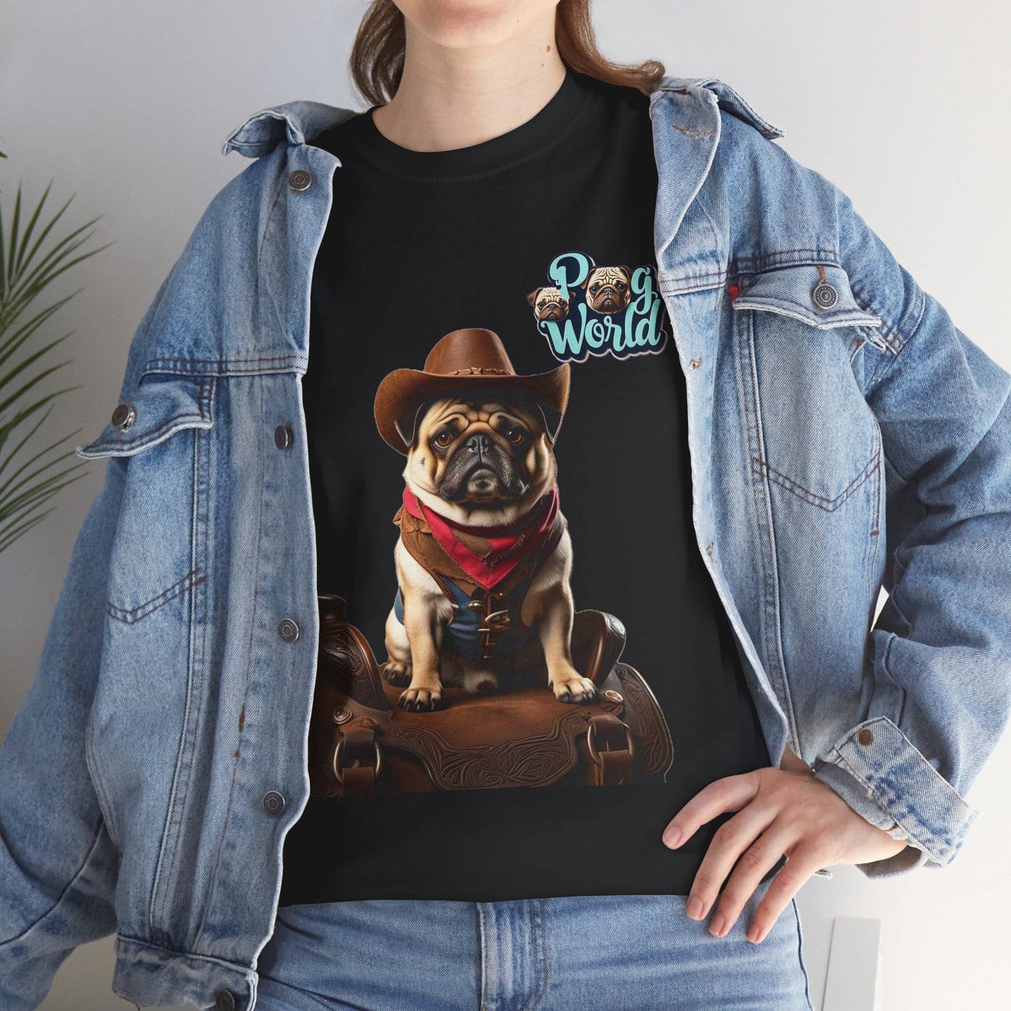 PUG WORLD COWBOY Unisex Heavy Cotton Tee