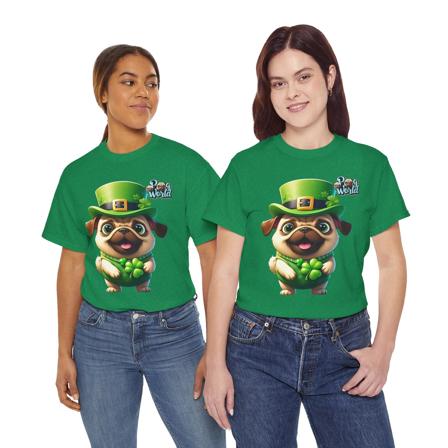 Lucky Pug Unisex Heavy Cotton Tee - St. Patrick's Day Shirt