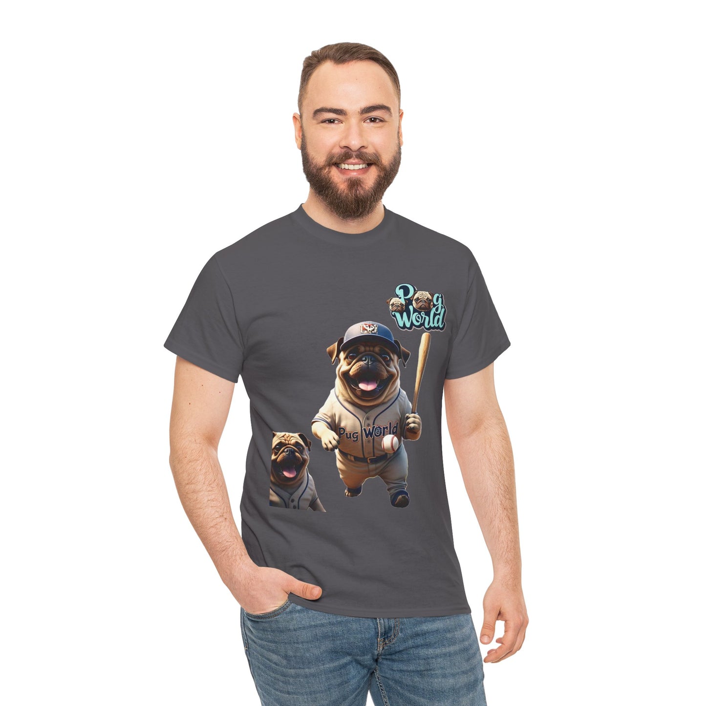 PUG WORLD BASEBALL Unisex Heavy Cotton Tee