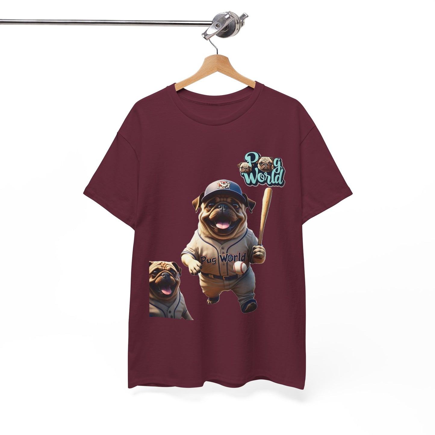 PUG WORLD BASEBALL Unisex Heavy Cotton Tee