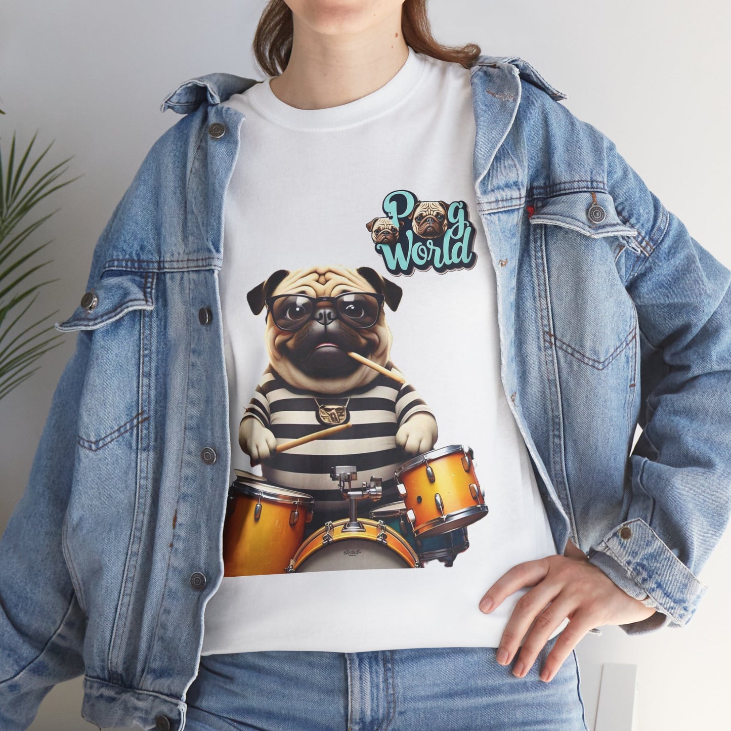 PUG WORDL DRUMMER Unisex Heavy Cotton Tee