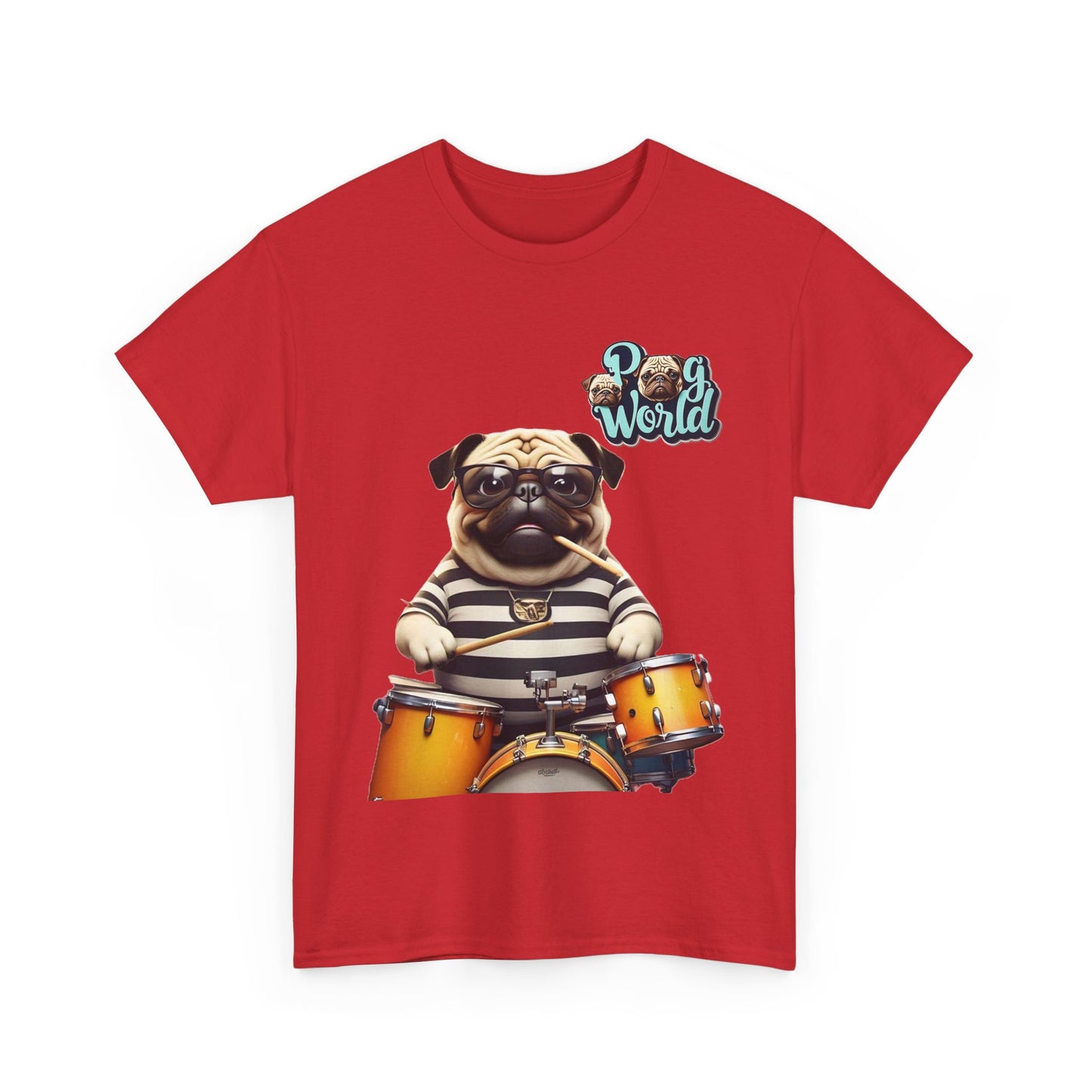 PUG WORDL DRUMMER Unisex Heavy Cotton Tee