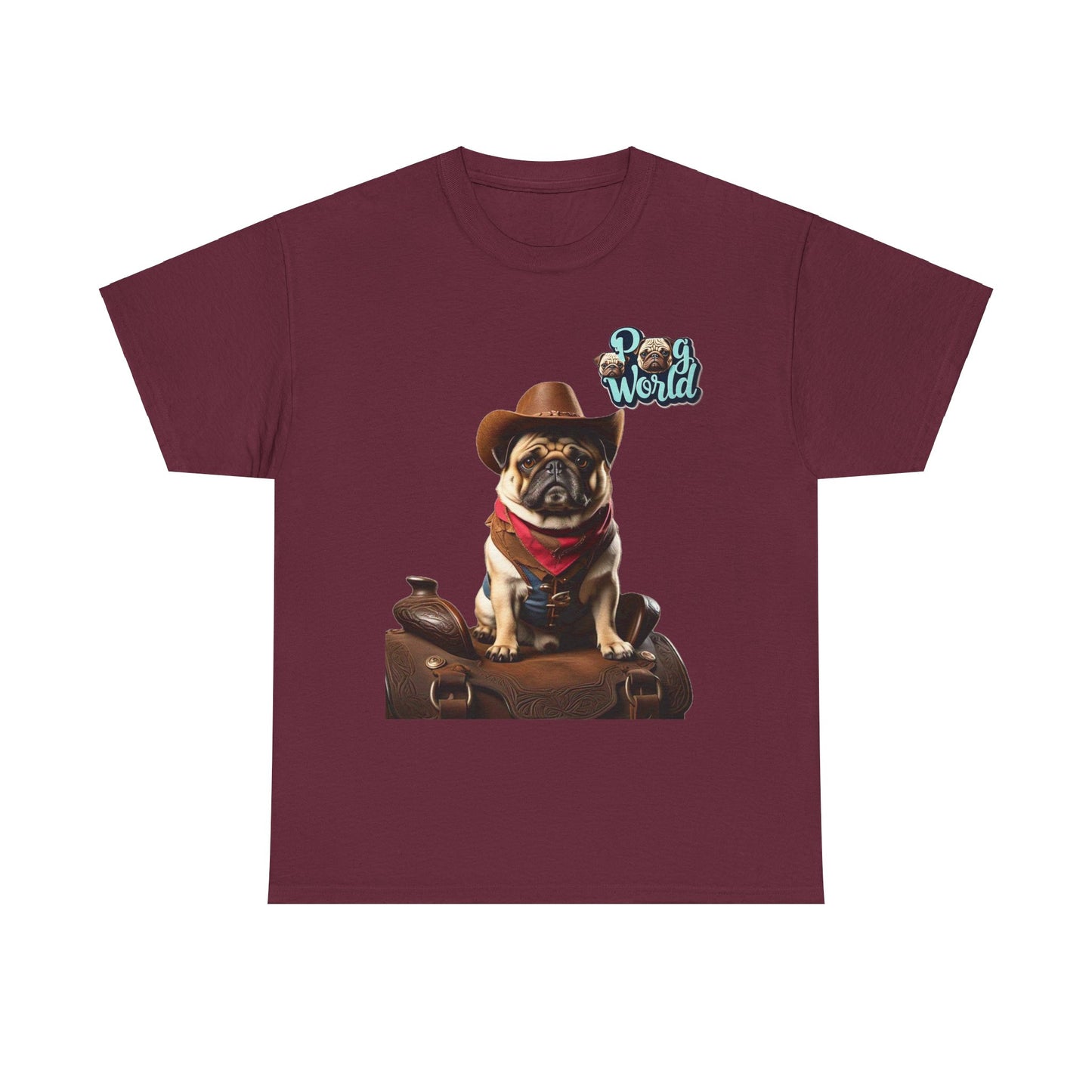 PUG WORLD COWBOY Unisex Heavy Cotton Tee