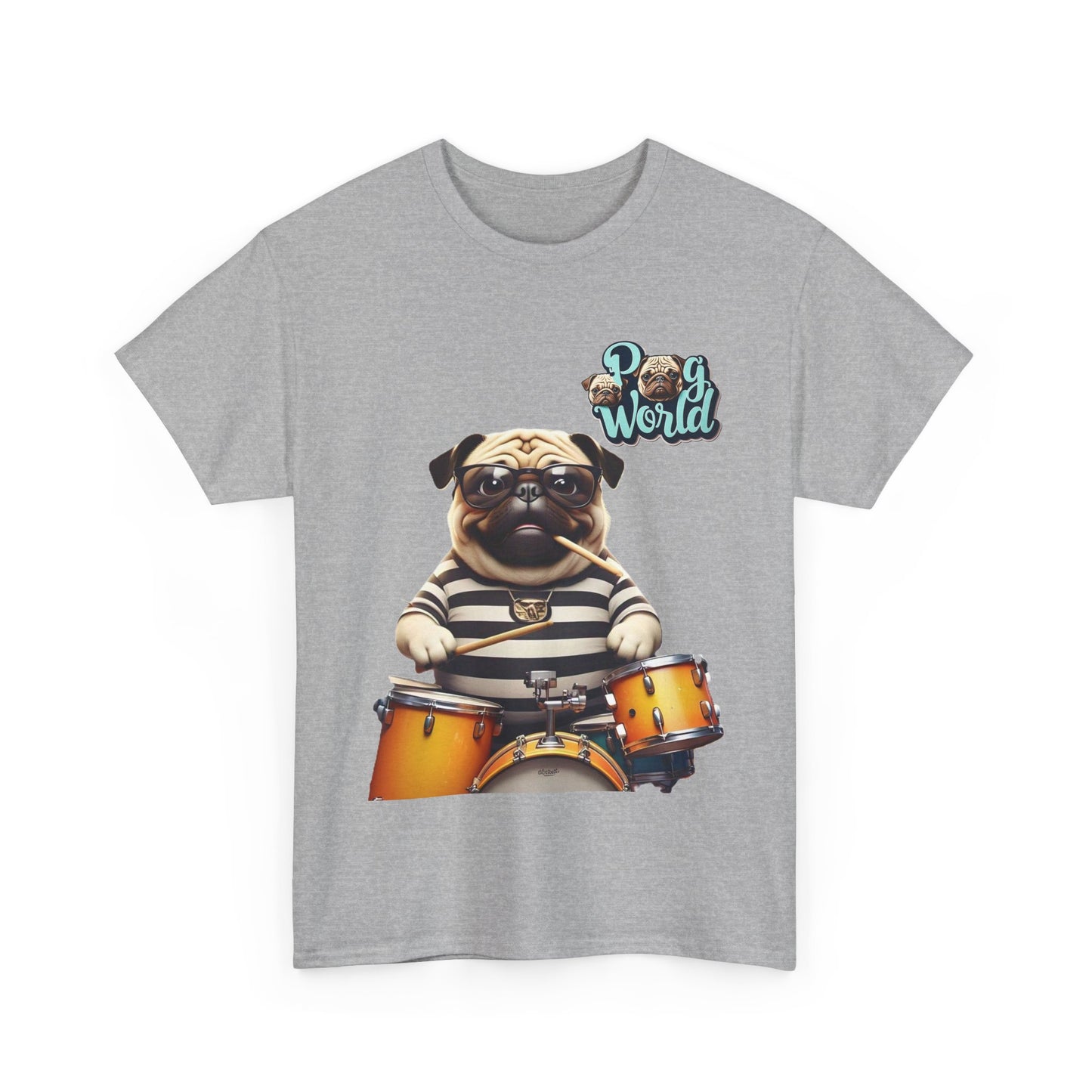 PUG WORDL DRUMMER Unisex Heavy Cotton Tee