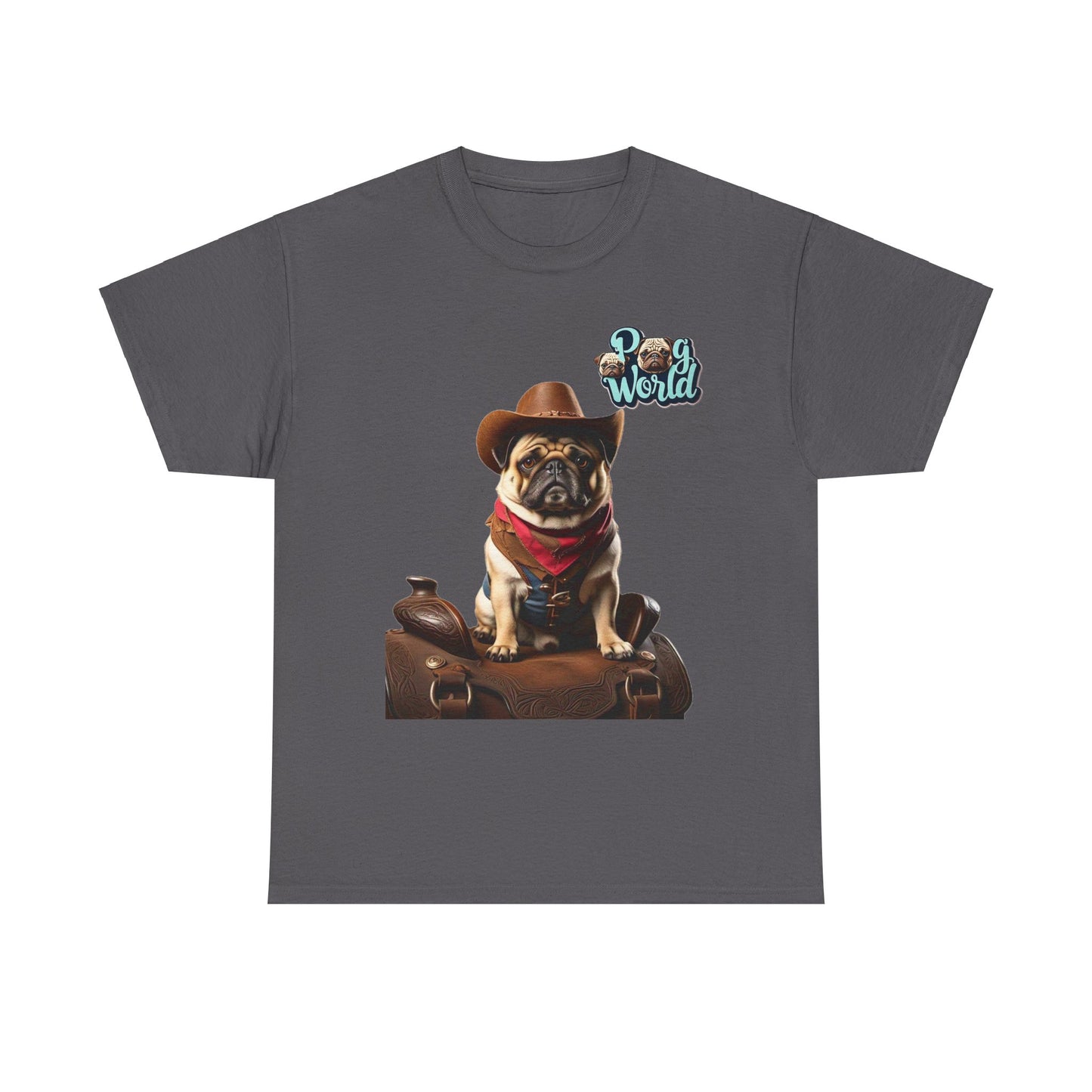 PUG WORLD COWBOY Unisex Heavy Cotton Tee