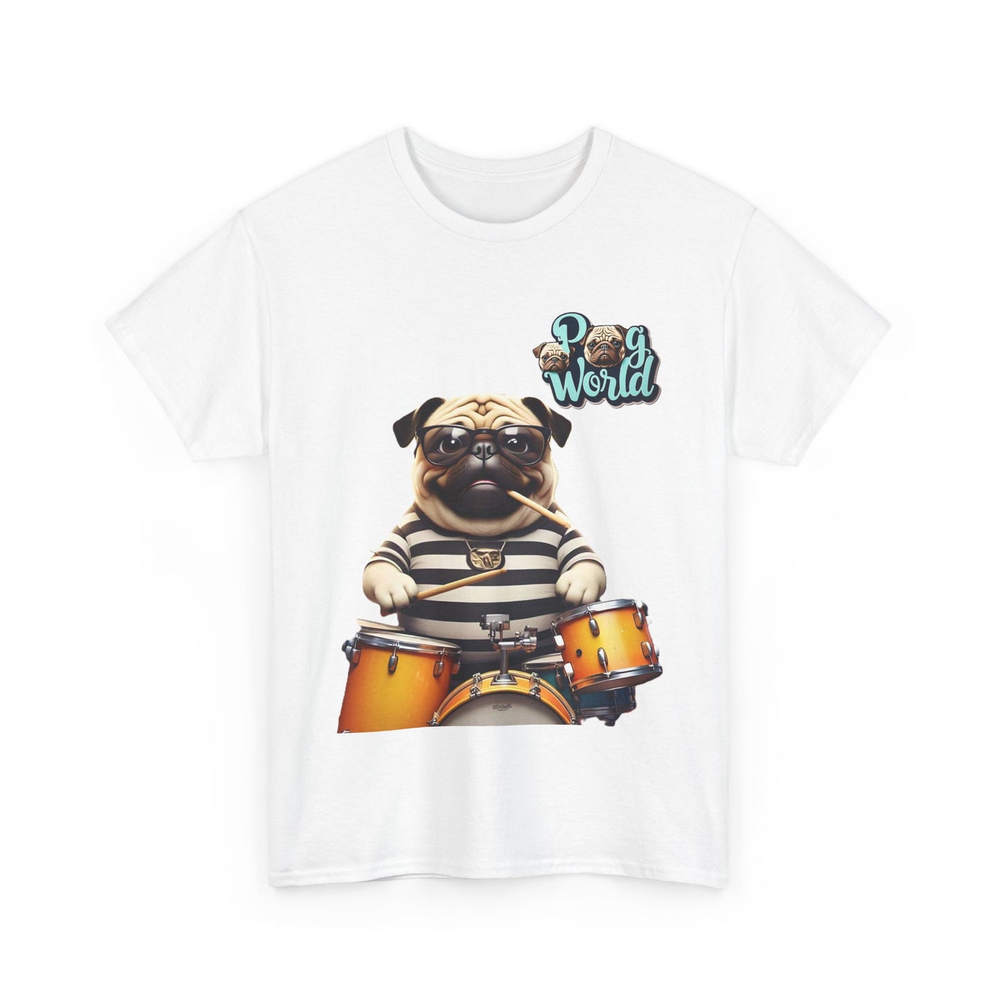 PUG WORDL DRUMMER Unisex Heavy Cotton Tee